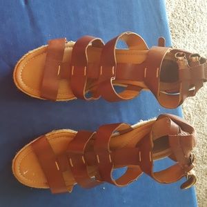 Fossil Leather Wedge Sandals